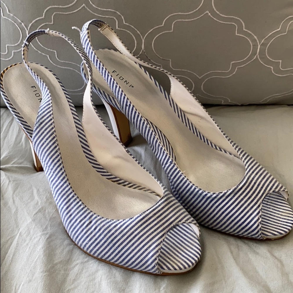 Blue and white slingback